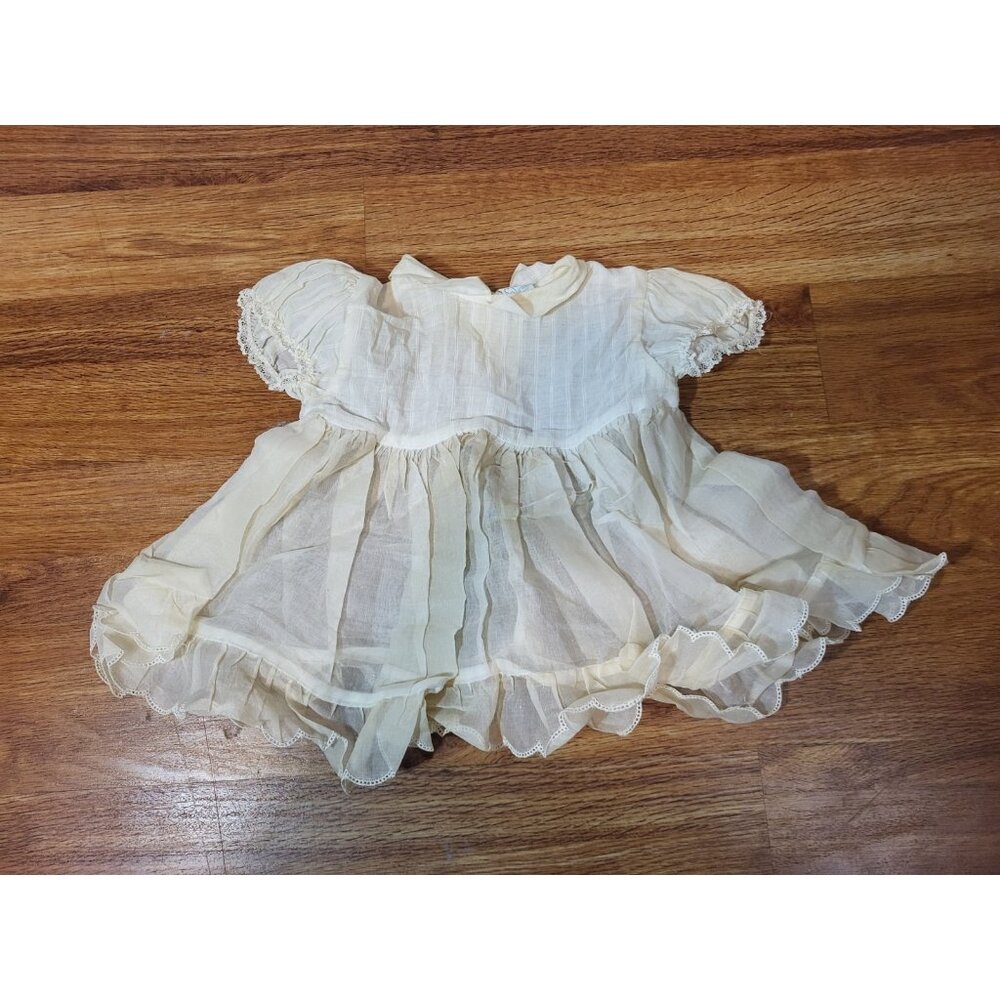 Vintage Elena Diran Cotton Sheer Infant Dress Size 12M? Off‎ White